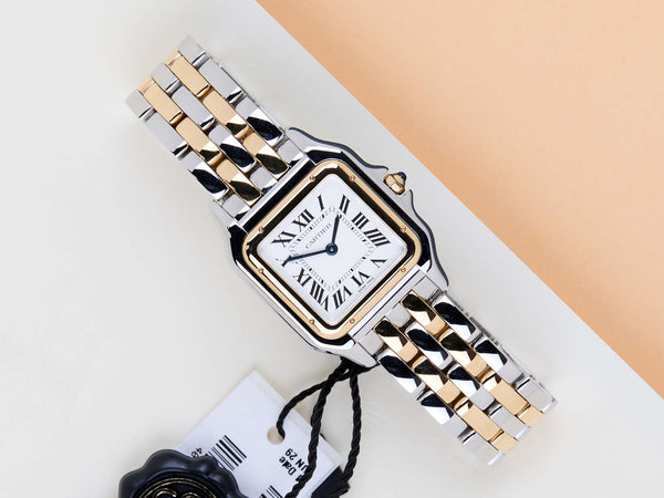 Panthère De Cartier Medium 'Steel/Yellow Gold - White Roman Dial'
