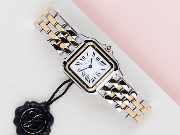 Panthère De Cartier Medium 'Steel/Yellow Gold - White Roman Dial'