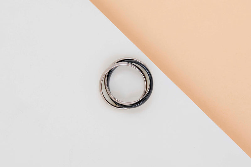 Trinity Ring - White Gold & Black Ceramic- Size 58 - B&P