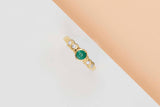 18ct. Yellow Gold Ring - Emerald & Diamonds - Size 52