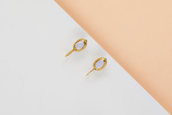 18ct. Yellow and White Gold Earrings - Diamonds