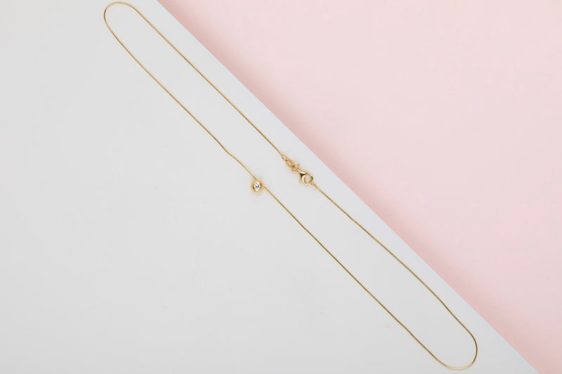 18ct. Yellow Gold Cipollina Necklace - Diamond - 42CM