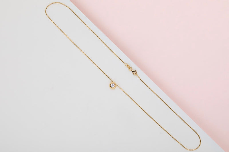 18ct. Yellow Gold Cipollina Necklace - Diamond - 42CM