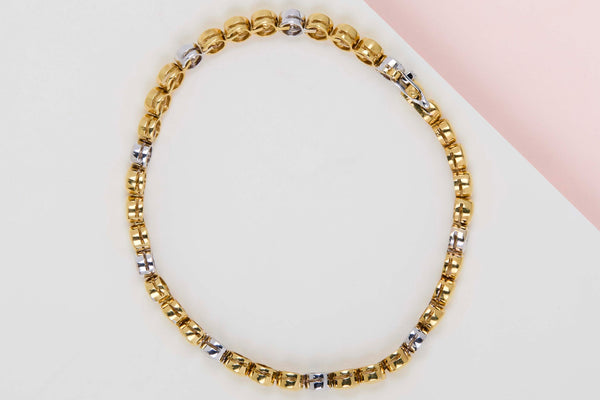 18ct. Yellow and White Gold Bracelet - Diamonds - 18.5CM