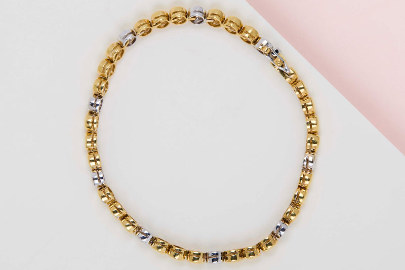 18ct. Yellow and White Gold Bracelet - Diamonds - 18.5CM