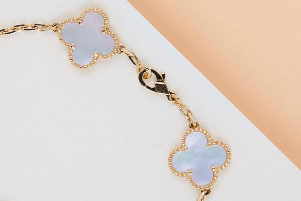 Vintage Alhambra Bracelet - 5 Motifs - Yellow Gold & Mother of Pearl - 19.5CM - B&P