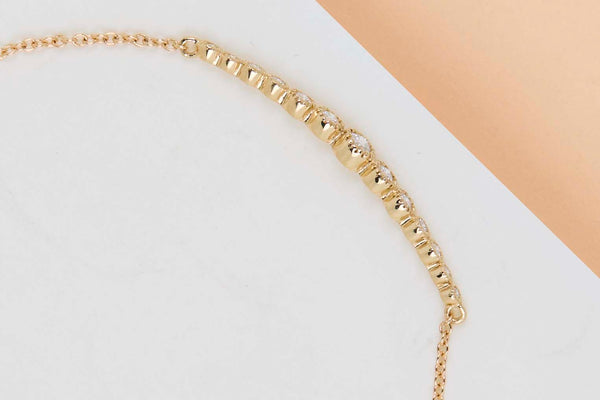 18ct. Yellow Gold Bracelet - Diamonds - 17CM