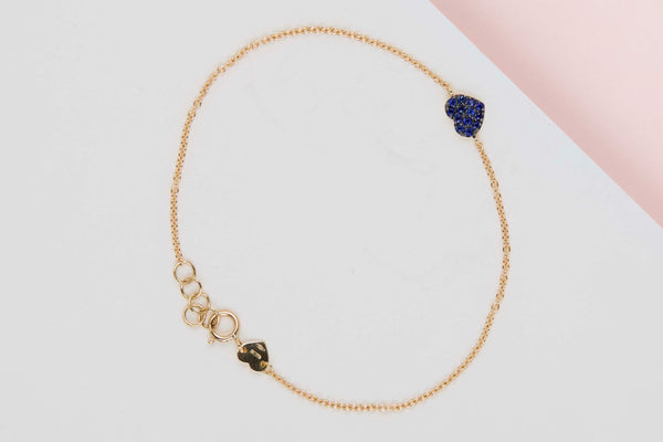 18ct. Yellow Gold Bracelet - Blue Sapphire - 17.5CM