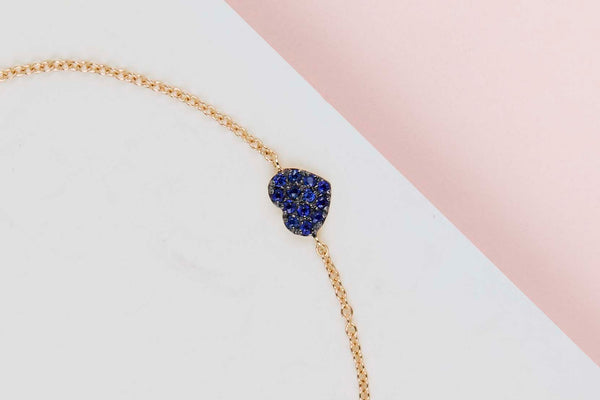 18ct. Yellow Gold Bracelet - Blue Sapphire - 17.5CM