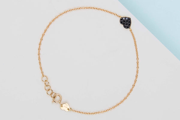 18ct. Yellow Gold Bracelet - Black Diamonds - 18CM