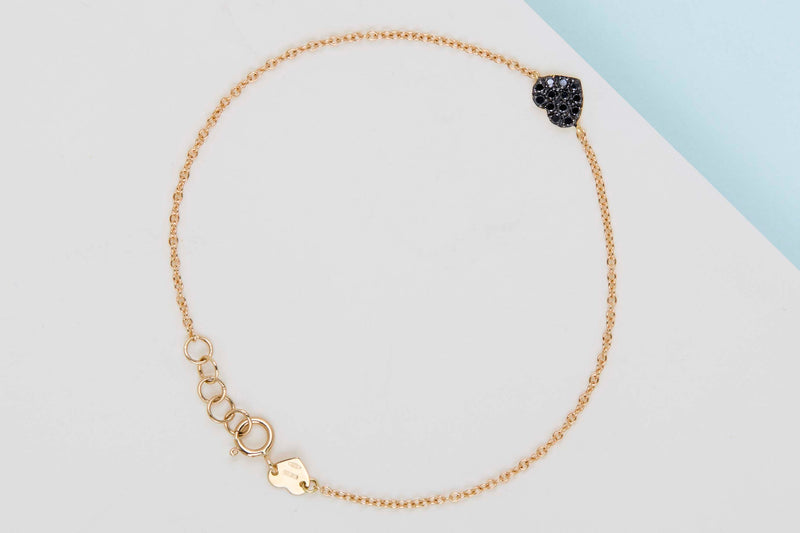 18ct. Yellow Gold Bracelet - Black Diamonds - 18CM