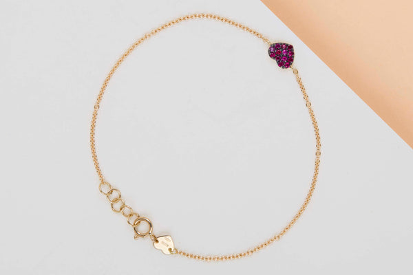 18ct. Yellow Gold Bracelet - Ruby - 17.5CM