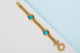 18ct. Yellow Gold & Turquoise Bracelet - 20.5CM