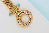 18ct. Yellow Gold & Turquoise Bracelet - 20.5CM