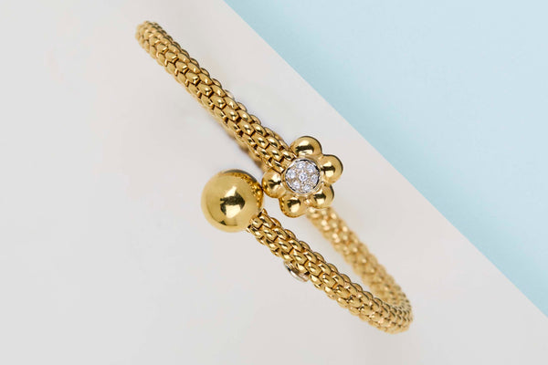 18ct. Fope Flower Bracelet - Yellow Gold - Diamonds