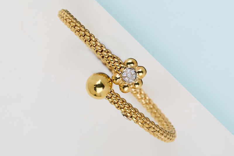 18ct. Fope Flower Bracelet - Yellow Gold - Diamonds