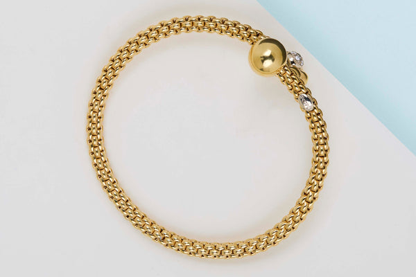 18ct. Fope Flower Bracelet - Yellow Gold - Diamonds