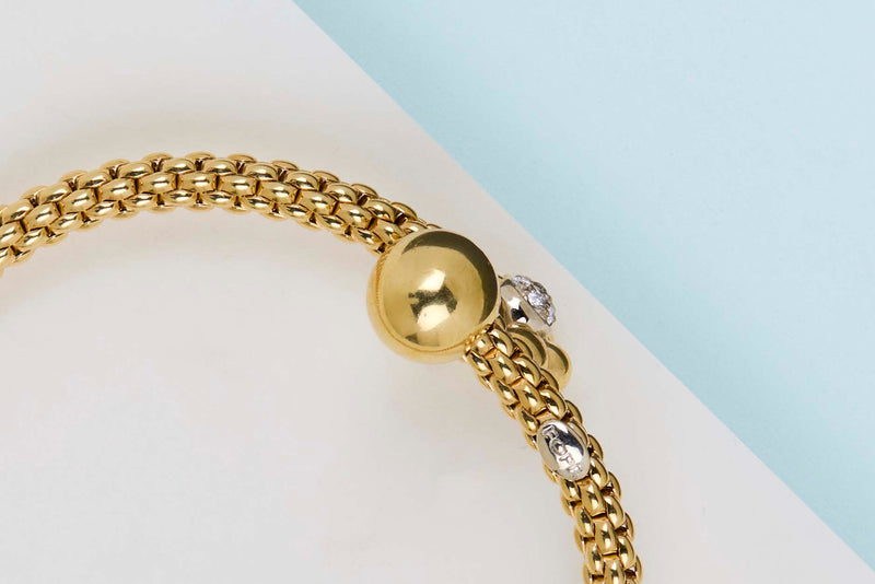 18ct. Fope Flower Bracelet - Yellow Gold - Diamonds