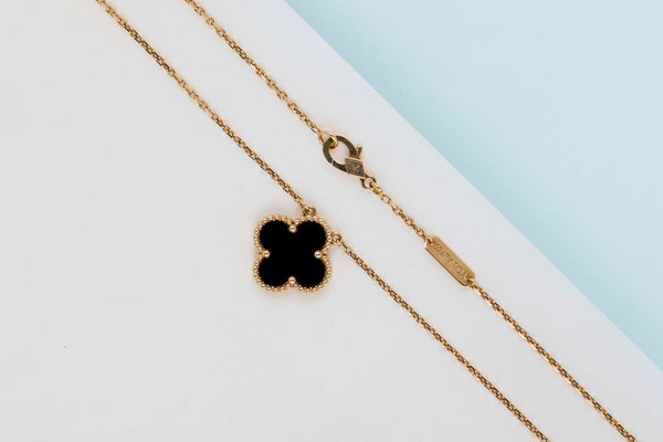 Vintage Alhambra Necklace - Yellow Gold - Onyx - 42 CM - B&P