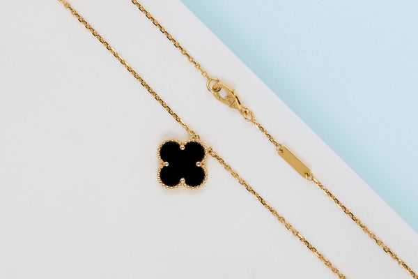 Vintage Alhambra Necklace - Yellow Gold - Onyx - 42 CM - B&P