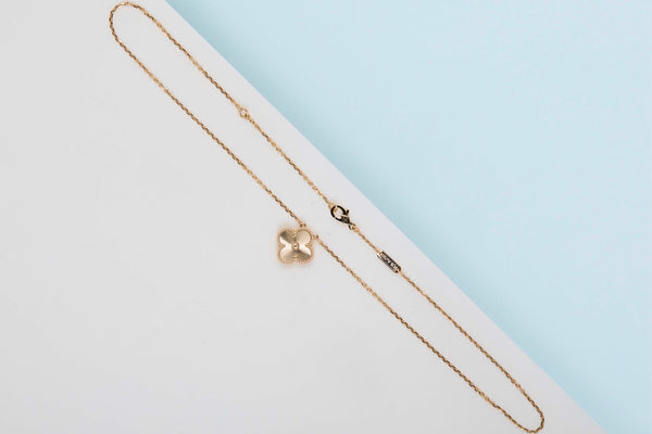 Vintage Alhambra Necklace - Yellow Gold - Guilloche - 42 CM - B&P