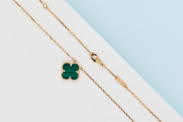 Vintage Alhambra Necklace - Yellow Gold - Malachite - 42 CM - B&P
