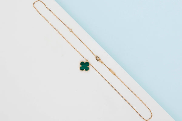 Vintage Alhambra Necklace - Yellow Gold - Malachite - 42 CM - B&P