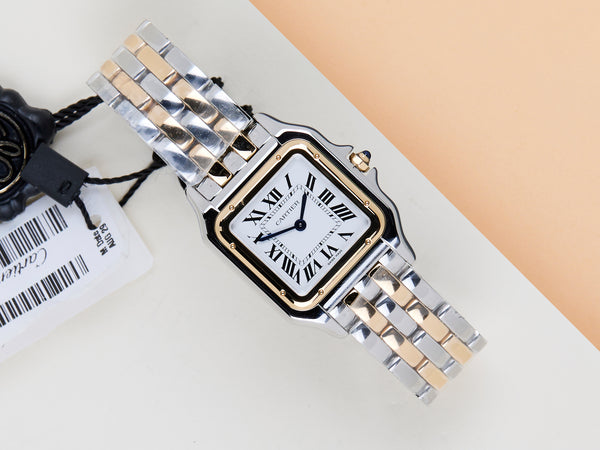 Panthère de Cartier Medium 'Steel & Yellow Gold - White Roman Dial'