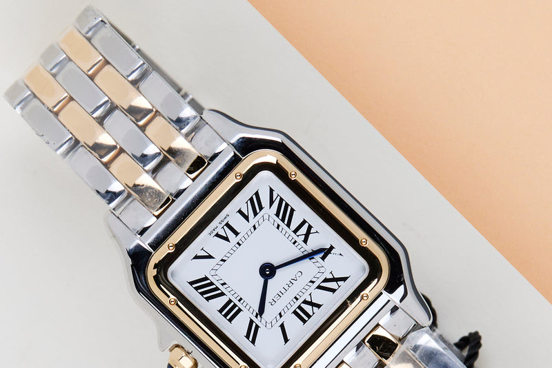 Panthère de Cartier Medium 'Steel & Yellow Gold - White Roman Dial'