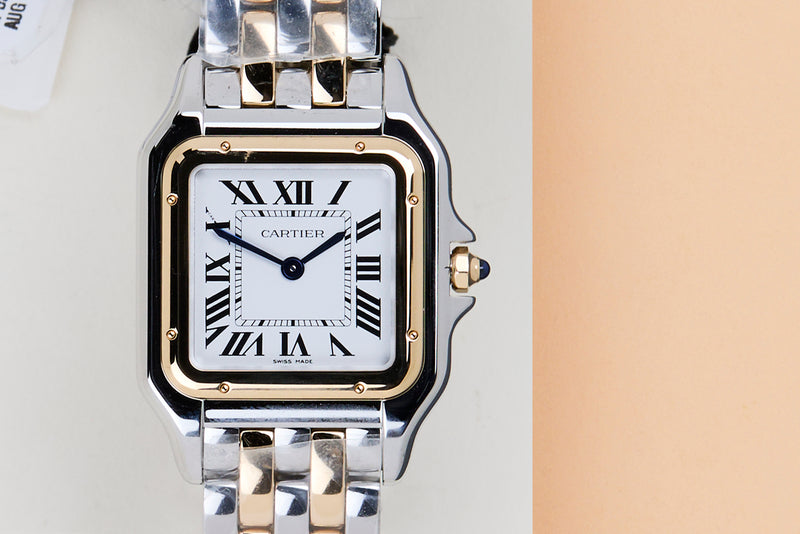 Panthère de Cartier Medium 'Steel & Yellow Gold - White Roman Dial'