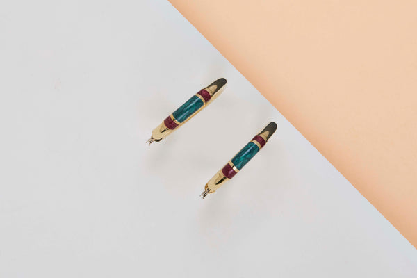 18ct. Yellow Gold Earrings - Enamel
