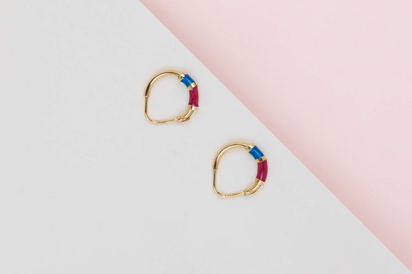 18ct. Yellow Gold Earrings - Enamel