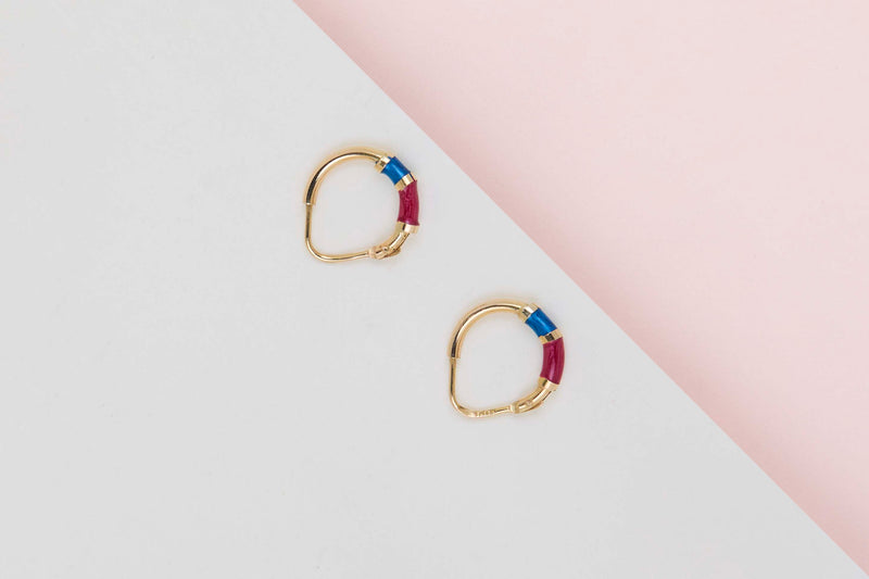 18ct. Yellow Gold Earrings - Enamel