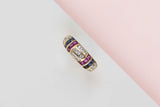 18ct. Yellow Gold Ring - Diamonds Sapphires Rubies - Size 50