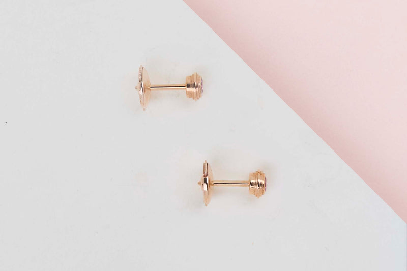 D'Amour Earstuds - Rose Gold & Pink Sapphire - B&P