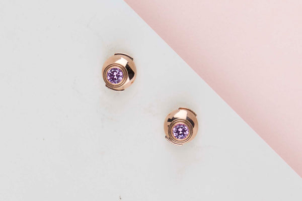 D'Amour Earstuds - Rose Gold & Pink Sapphire - B&P