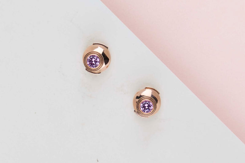 D'Amour Earstuds - Rose Gold & Pink Sapphire - B&P