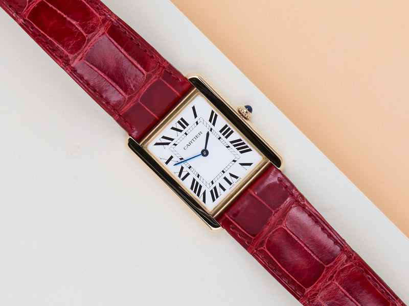 Tank Solo Large 'Silver Roman Dial - Yellow Gold'