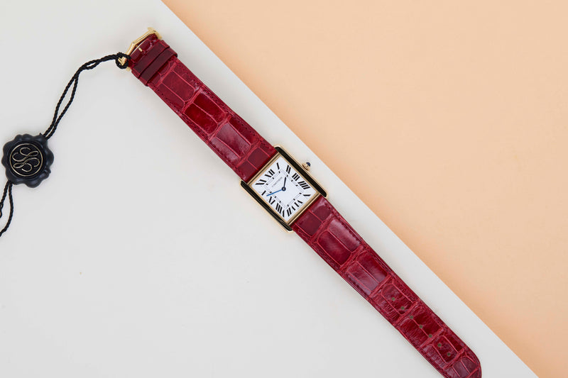 Tank Solo Large 'Silver Roman Dial - Yellow Gold'