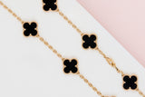 Vintage Alhambra Necklace - Yellow Gold - 10 Motifs - Onyx - 42CM - B&P