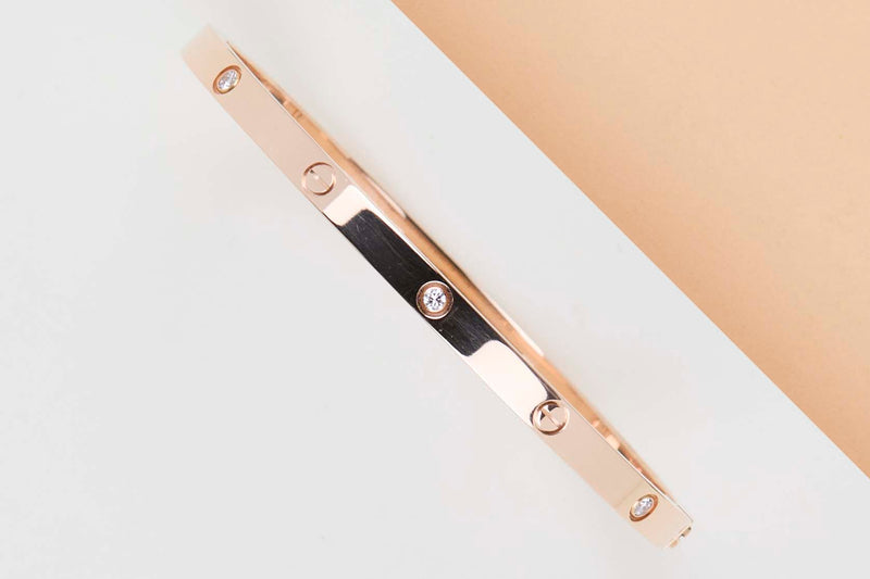 Love Bracelet Small Rose Gold & 6 Diamonds - Size 16 - B&P