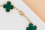 Vintage Alhambra Bracelet - 5 Motifs - Yellow Gold & Malachite - 19.5CM - B&P