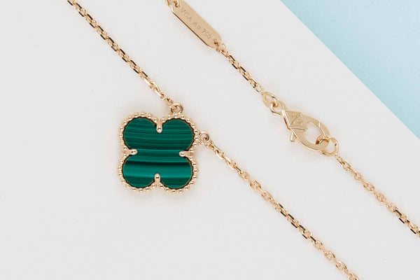 Vintage Alhambra Necklace - Yellow Gold - Malachite - 42CM - B&P