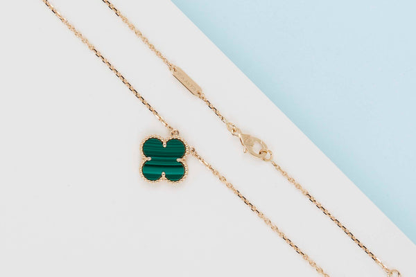 Vintage Alhambra Necklace - Yellow Gold - Malachite - 42CM - B&P