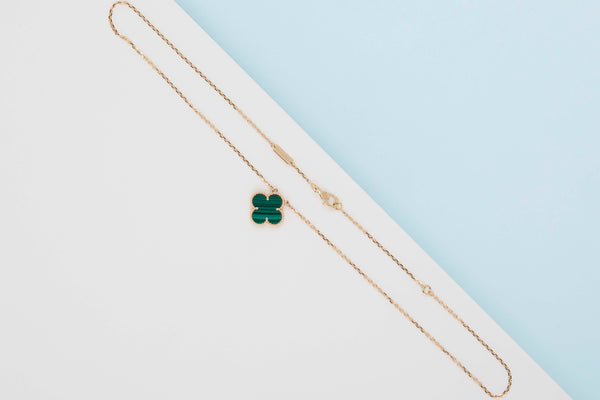 Vintage Alhambra Necklace - Yellow Gold - Malachite - 42CM - B&P