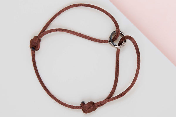 Trinity Cord Bracelet - White Gold/Black Ceramic - Pouch