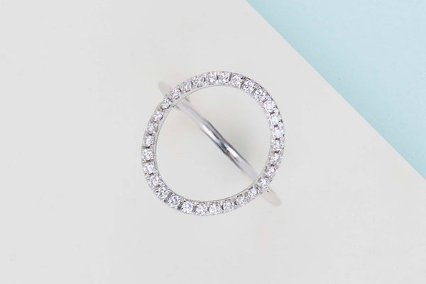 White Gold Ring - Diamonds - Size 54