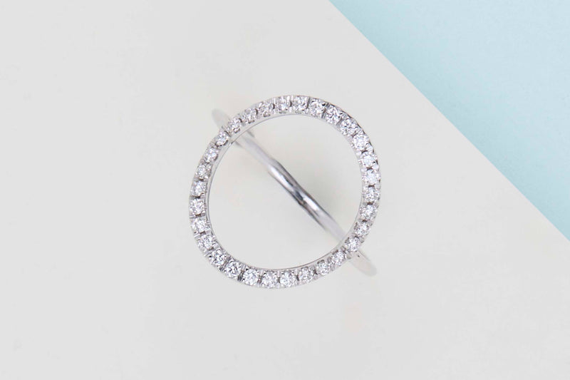 White Gold Ring - Diamonds - Size 54