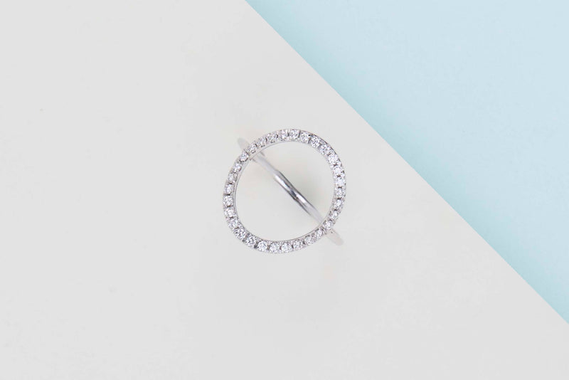White Gold Ring - Diamonds - Size 54