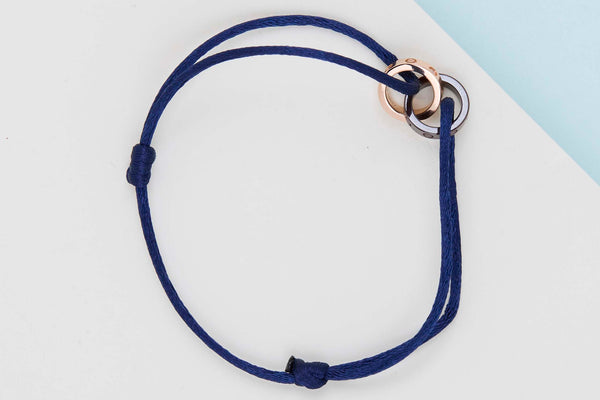 Love Cord Bracelet - Rose Gold Diamonds & Ceramic - Pouch